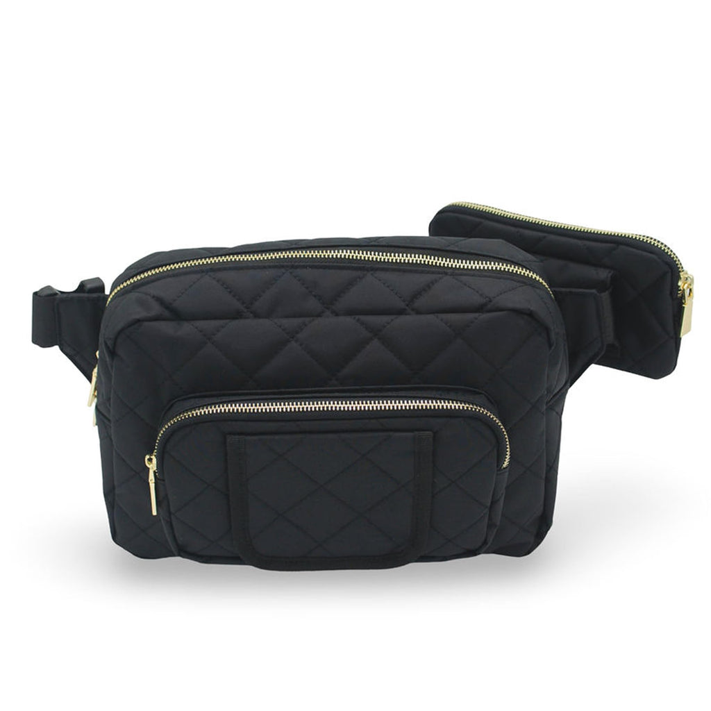 Lion & Light Mini Travel Diaper Bag Crossbody with Changing Pad (Black)