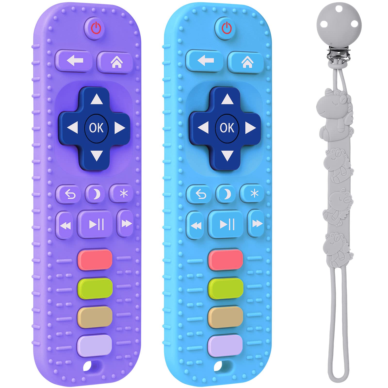 HOTUT 2-Pack TV Remote Control Silicone Baby Teething Toy