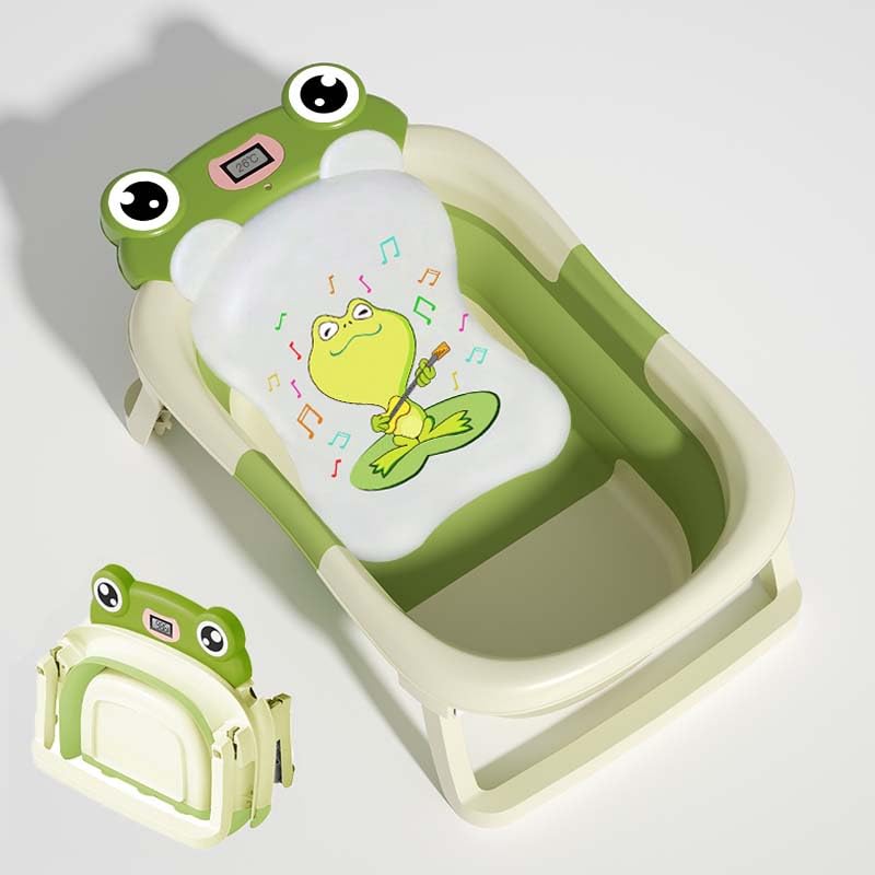 CUDDLEBUBS Collapsible Portable Baby Bathtub with Cushion & Thermometer - Green