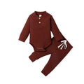 Long-Sleeve Cotton Knitted Romper & Pants Fall/Winter Baby Outfit Set
