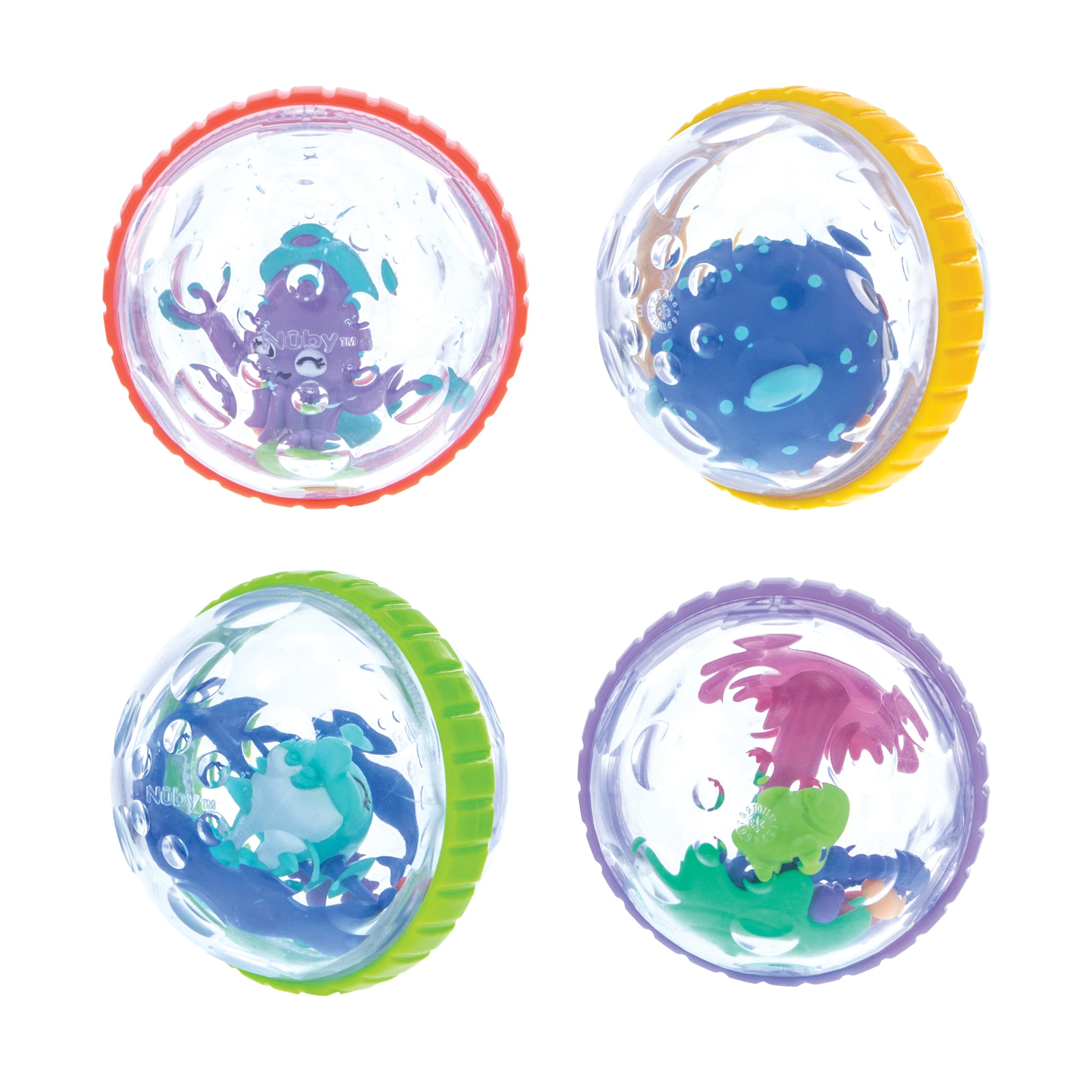 Nuby Bubbly Buds 4-Pack Interactive Baby Bath Toy Set