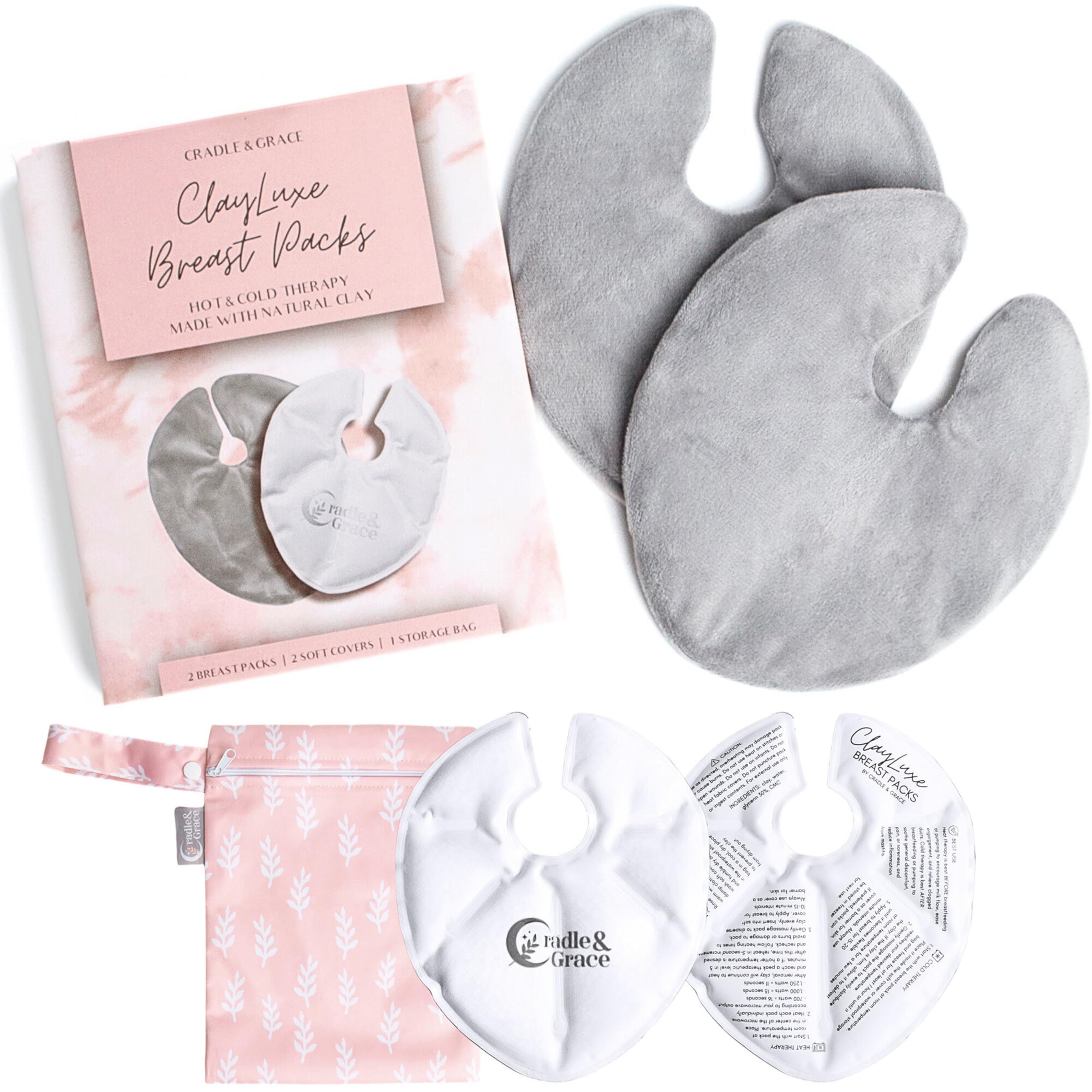 Cradle & Grace Natural Clay Hot & Cold Breast Therapy Packs