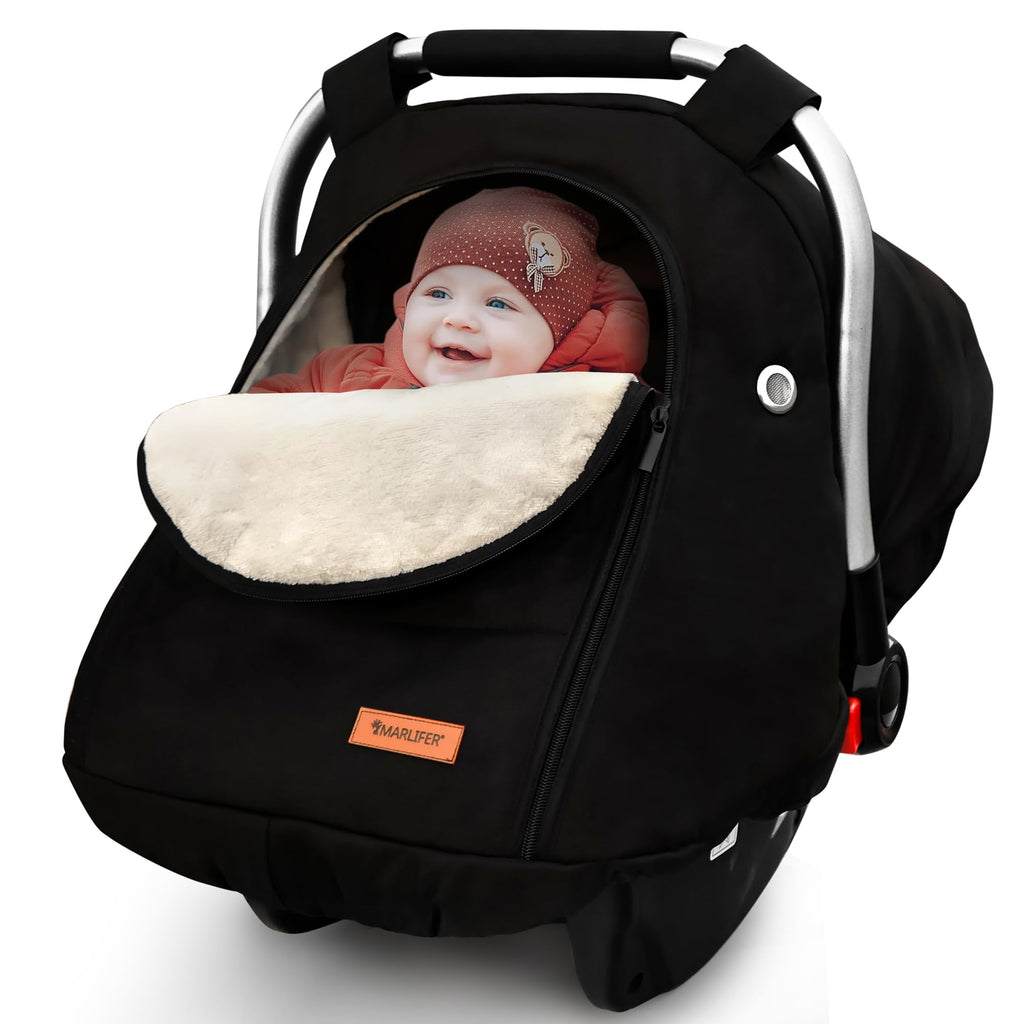 Waterproof Cozy Winter Infant Car Seat Canopy & Cover (Black)