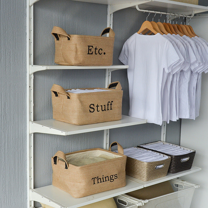 Thick Jute Storage Box, Foldable Cotton Linen Organizer