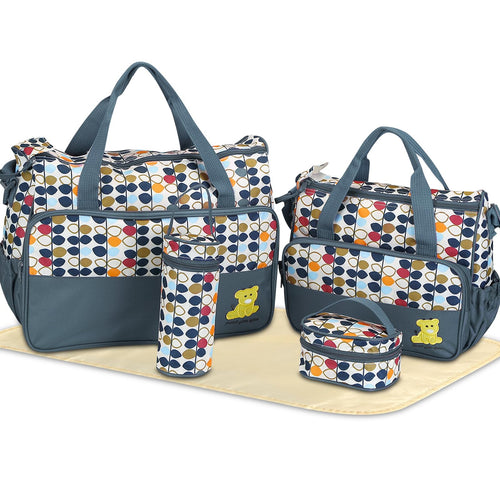 5-Piece Multifunctional Travel Baby Diaper Tote Bag Set (Gray)