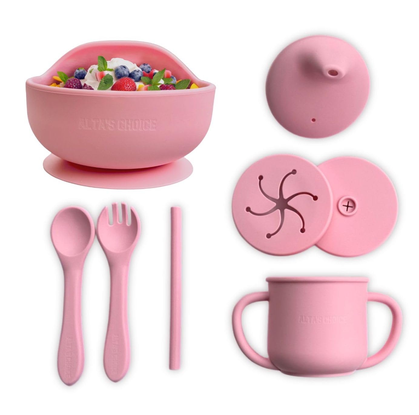 Silicone Baby Led Weaning Feeding Set with Suction Bowl & Cup