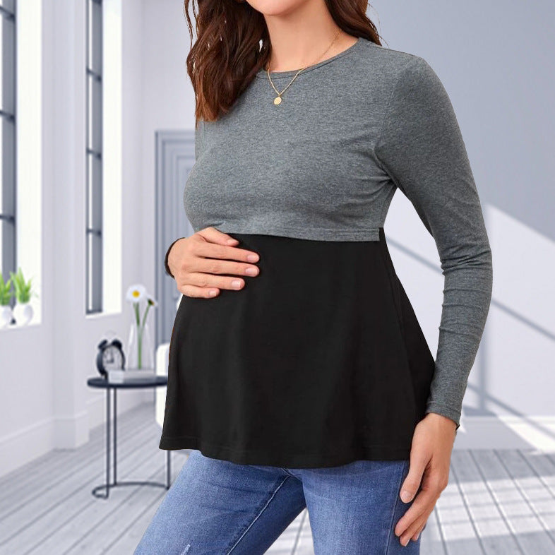 Maternity Long Sleeve Tops for Nursing Mothers