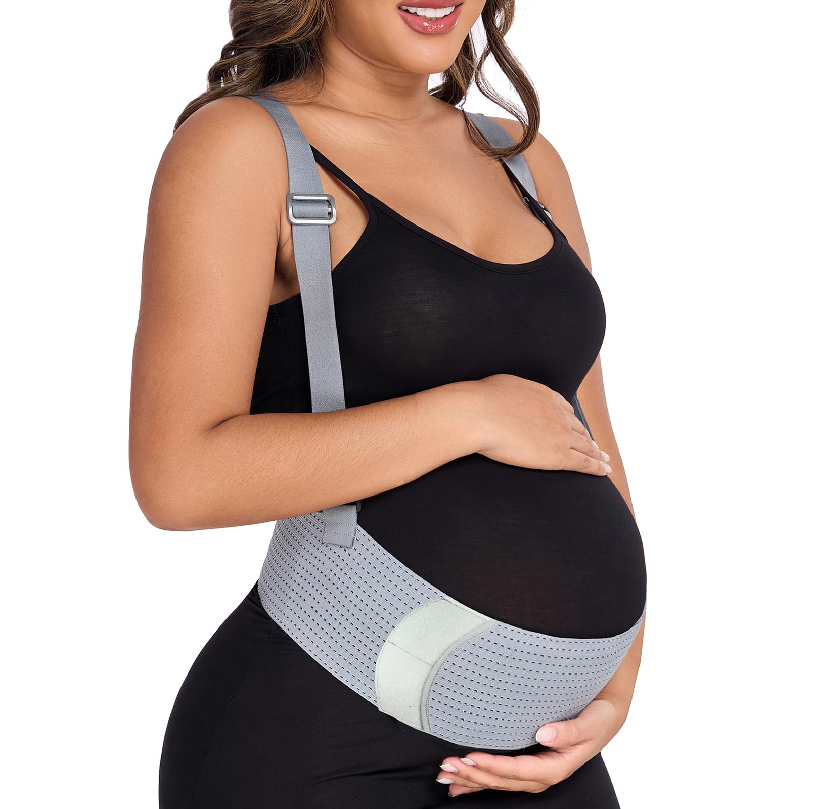 MAMODY Adjustable Pregnancy Belly Support Band (Gray, Small)