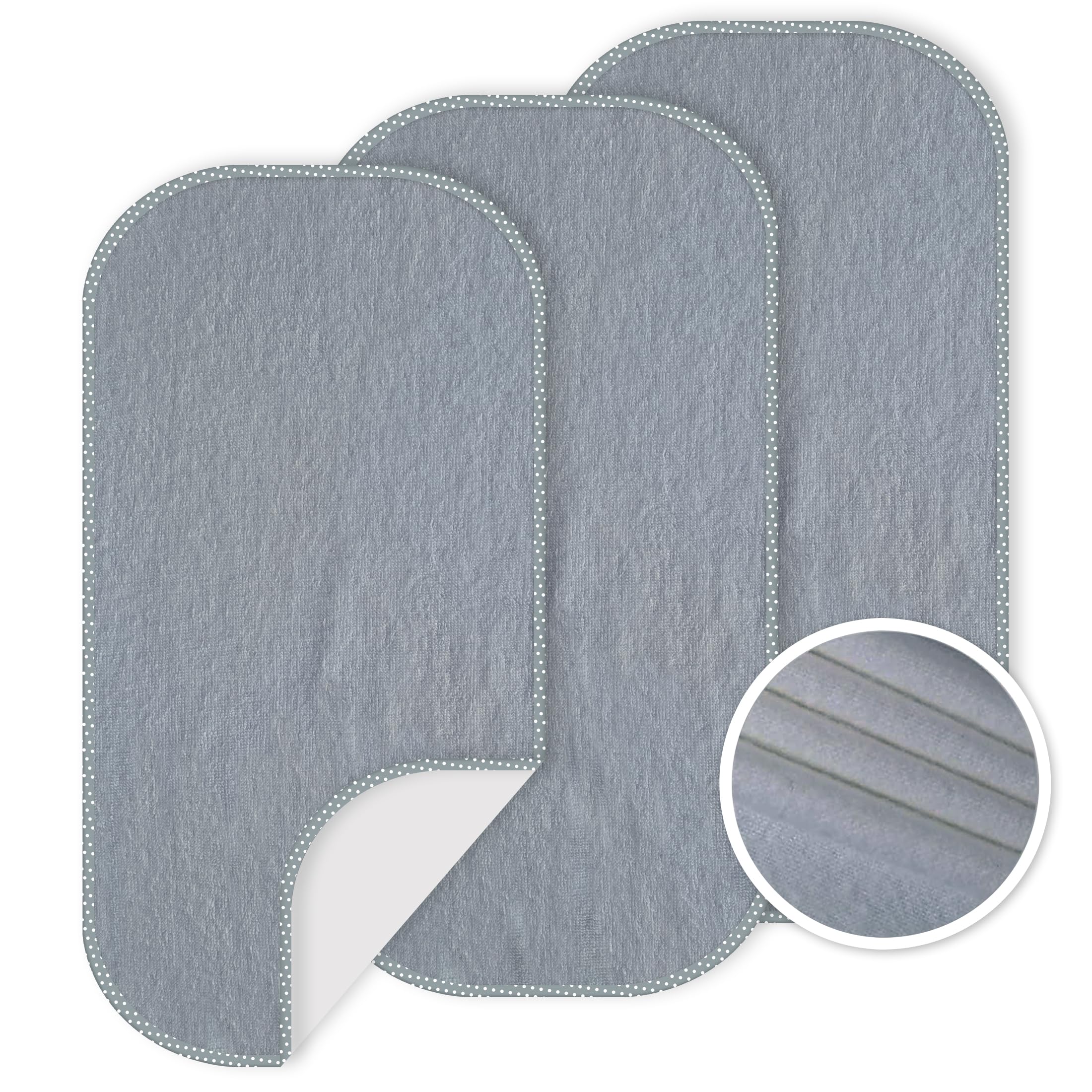 Waterproof Reusable Baby Changing Pad Liners 3-Pack (Gray)