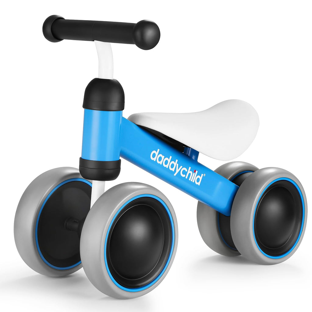 DADDYCHILD 4-Wheel Toddler Balance Bike - Navy Blue