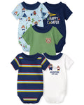 The Children's Place 5-Pack Cotton Short-Sleeve Baby Bodysuits (Camper, 6-9 Months)