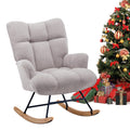 Comfy Teddy Upholstered Nursery Glider Rocking Chair with High Back (Gray)